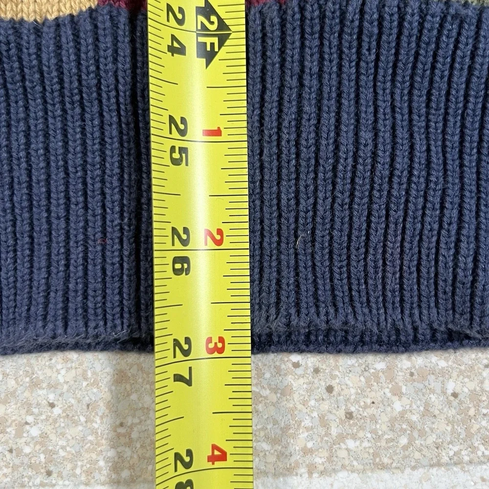 Vintage Sweater Slazenger Golf Size L 80s Color block Striped Cable Knit Cotton